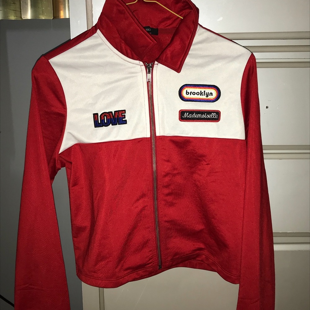 Red Cropped Patched Jacket